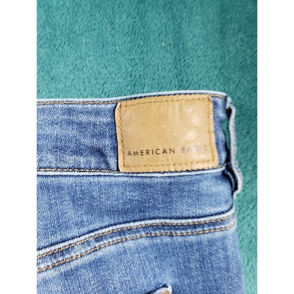 American Eagle Jeans Size 24 Womens Blue Stretch Denim High Rise Jegging Crop - Picture 13 of 14